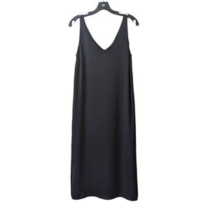 Artisan NY Black Midi Dress with Semi Sheer Overlay Size 6 Minimalist Monochrome